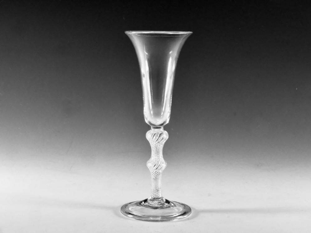 Antique glass - multi spiral air twist ale glass English c1755