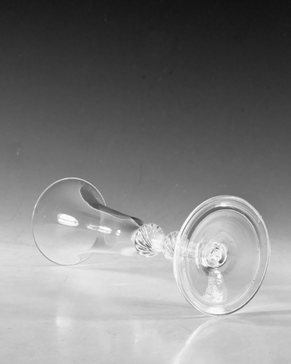 Antique glass - multi spiral air twist ale glass English c1755 View III