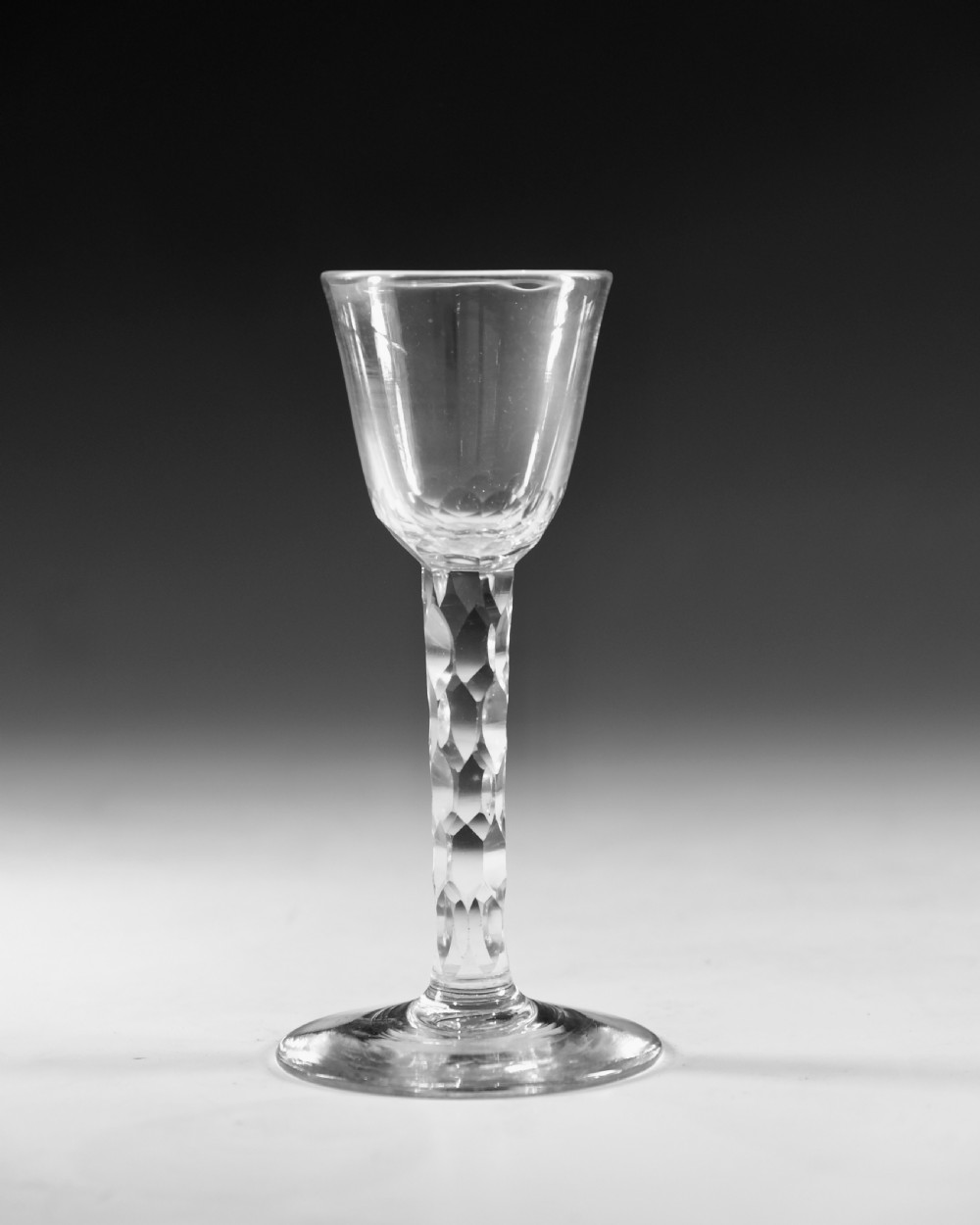 Antique glass - facet stem wine glass English c1780 View II