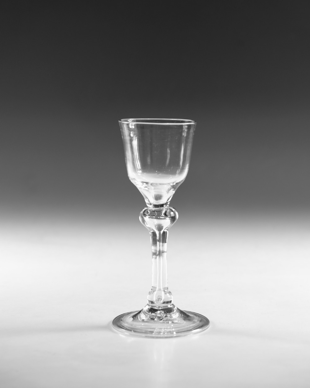 Antique wine glass balustroid English c1750 View II