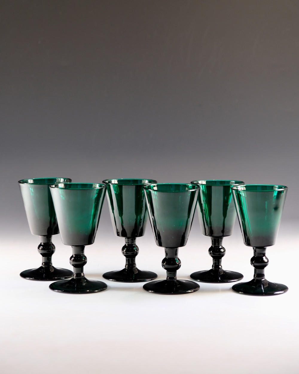 Georgian green wine glasses set of six English c1820 View II