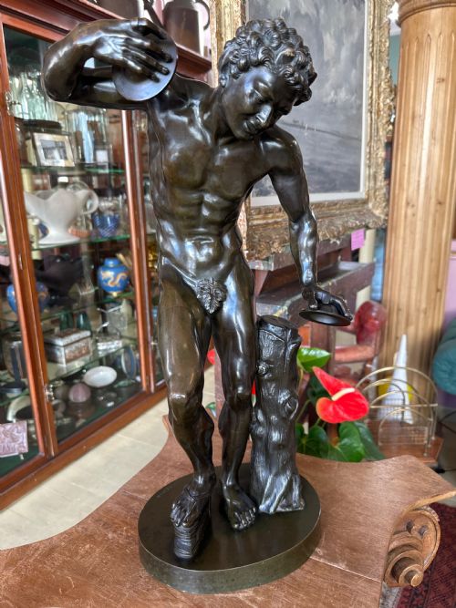 
Large Grand Tour Bronze Of The Dancing Faun With Cymbals by Isaak Duchemin C1880’s