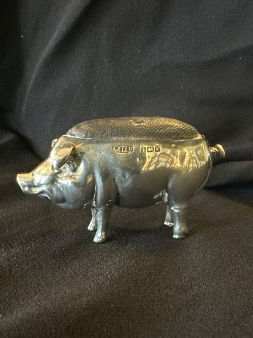 Silver pig pin cushion 1906
