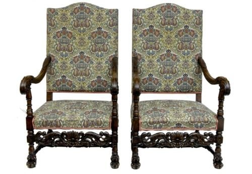 Pair Oak Armchairs