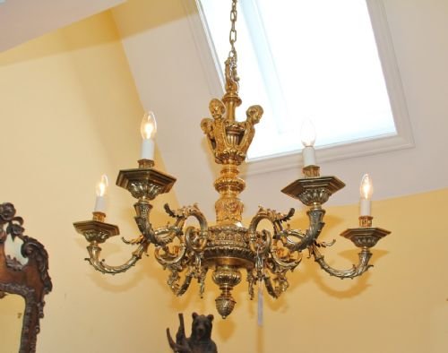 6 Branch Brass Chandelier