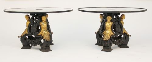 Pair Glass Top Coffee Tables