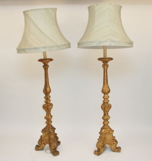 Carved Wood and Gilded Torcheres