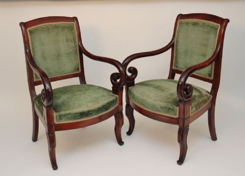 Pair Mahogany Armchairs