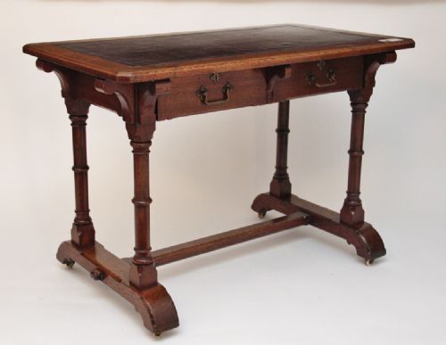 Gothic Oak Revival Writing Table