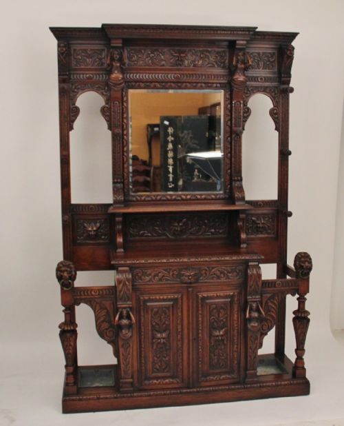 Carved Oak Hall Stand