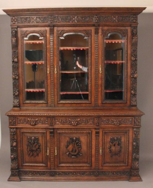 Carved Oak Bookcase