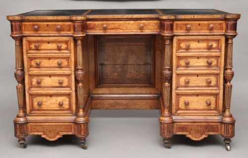 19th Century Ash Desk by "Lamb of Manchester"