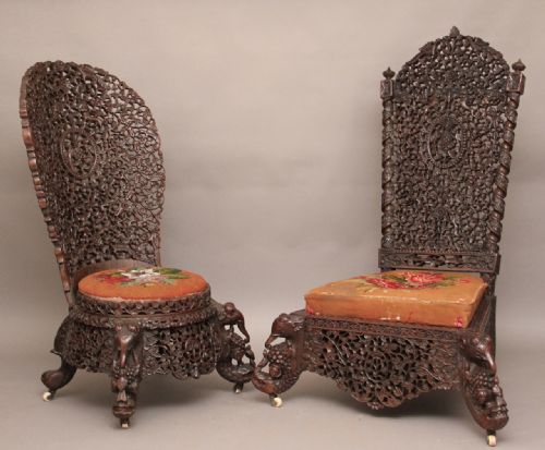 Pair Carved Chairs