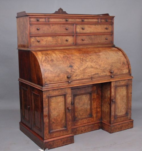 19th Century Walnut Cylinder Desk