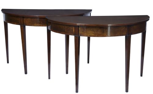 Pair Demi-lune Tables