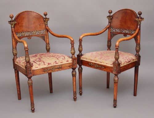 Pair of Walnut Armchairs