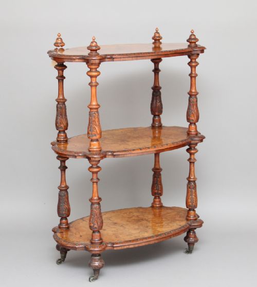 19th Century Inlaid Burr Walnut Whatnot