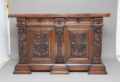 19th Century Carved Walnut Side Cabinet