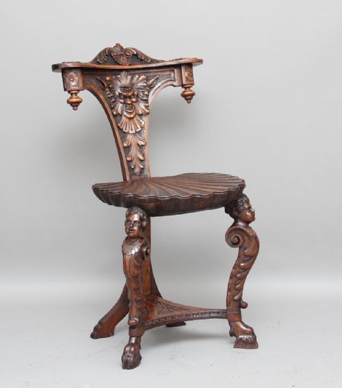 Swiss Carved Walnut Grotto Chair