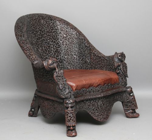 19th Century Carved Burmese Chair