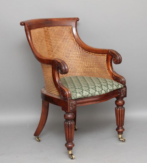 19th Century Mahogany Bergere / Library Chair