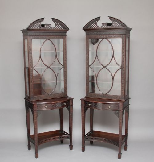 Early 20th Century Pair Chinese Chippendale Style Display Cabinets