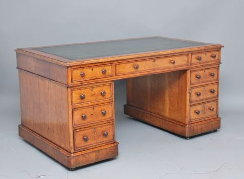 19th Century Oak Pedestal Desk