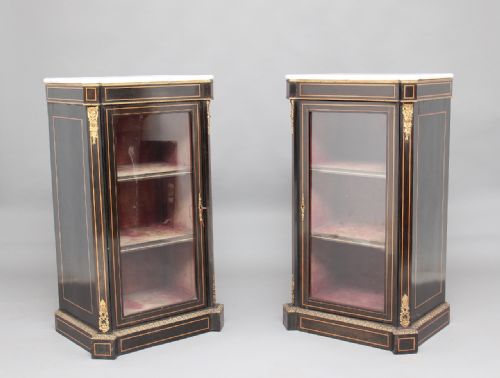 Pair 19th Century Ebonised Cabinets
