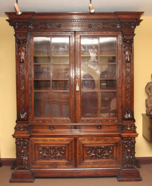 19th Century Walnut Bookcase / Cabinet