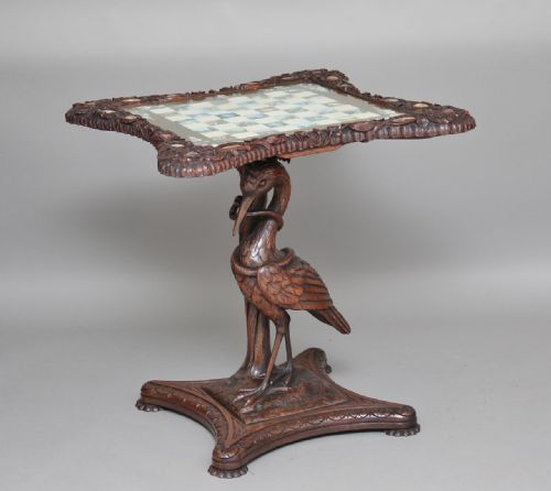 19th Century Carved and Painted Games Table