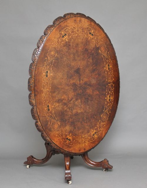 19th Century Walnut Inlaid Loo / Center Table