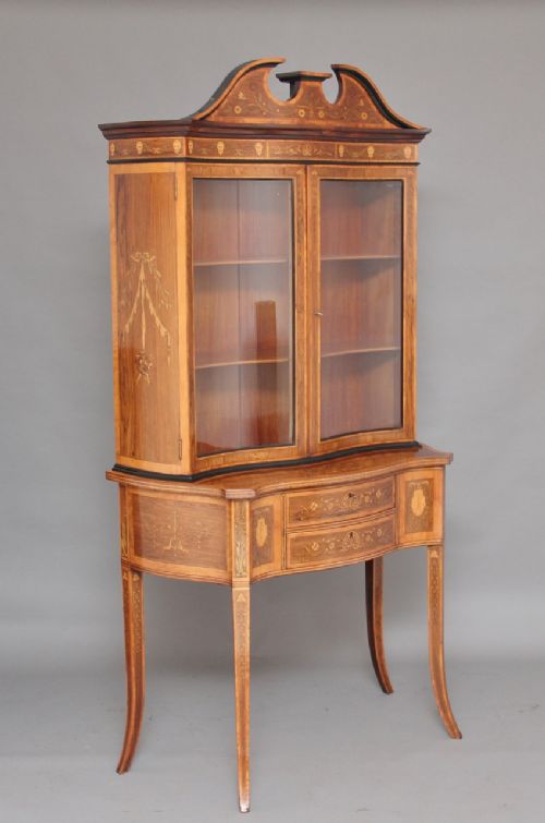 19th Century Inlaid Rosewood Display Cabinet