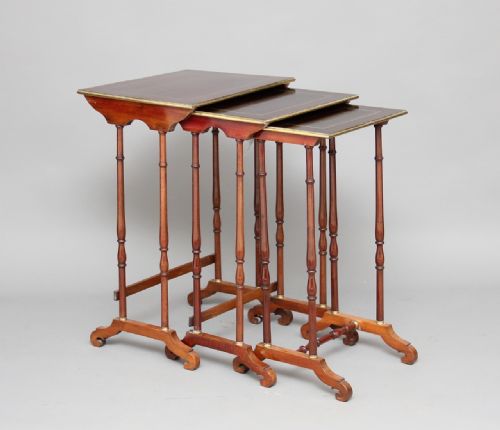 Early 20th Century Brass Inlaid Nest of Tables