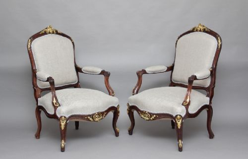 Pair 19th Century Rosewood Armchairs