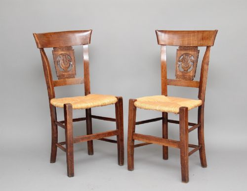 Pair 19th Century Fruitwood Chairs