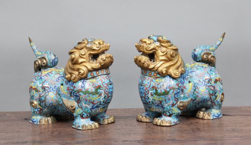 Pair of 19th Century Chinese Cloisonné Incense Burners