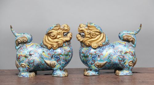 fig 1. pair of 19th Century Chinese Cloisonné incense burners