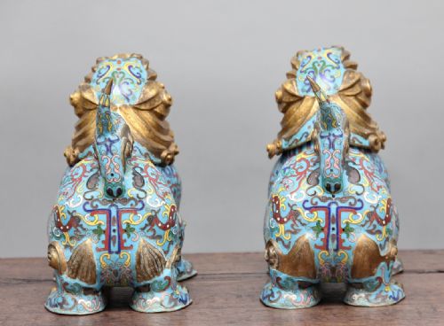 fig 2. pair of 19th Century Chinese Cloisonné incense burners
