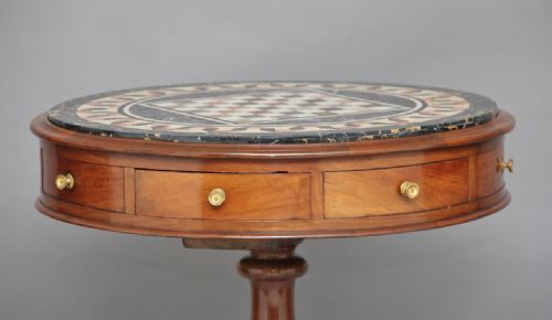 fig 1. 19th Century walnut and marble top drum table