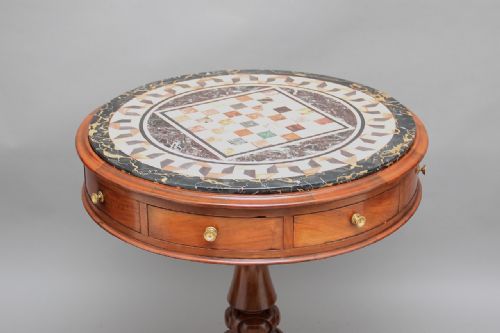 fig 2. 19th Century walnut and marble top drum table