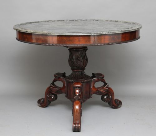 19th Century Mahogany and Marble Top Center Table