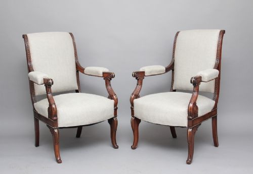 Pair 19th Century Rosewood Armchairs