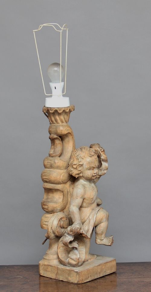 18th Century Carved Pine Lamp Base
