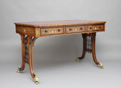 Early 20th Century Satinwood and Painted Sofa / Writing Table