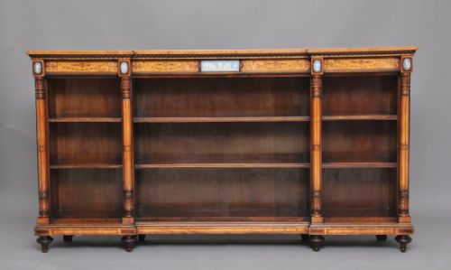 Early 19th Century Satinwood Open Breakfront Bookcase