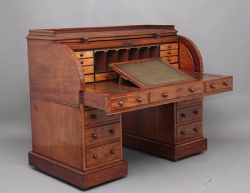19th Century Mahogany Cylinder Top Desk