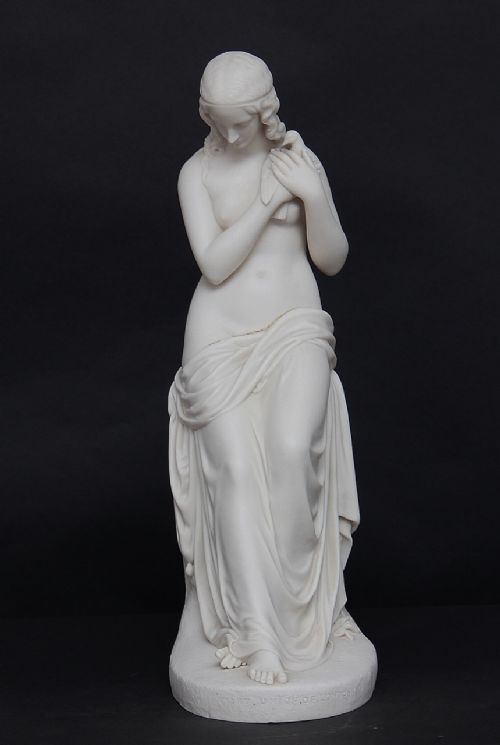 19th Century Parian Figure of a Lady with a Dove