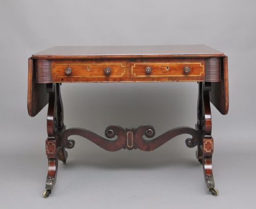 19th Century Rosewood and Brass Inlaid Sofa Table