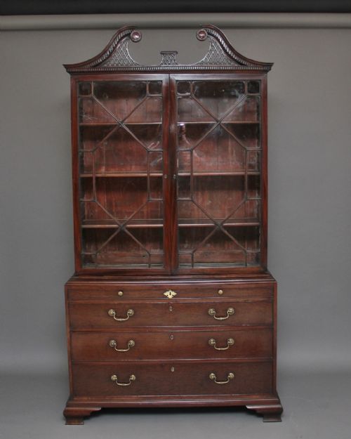 18th Century Mahogany Bookcase on Chest