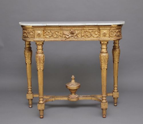 19th Century Gilt and Marble Top Consul Table